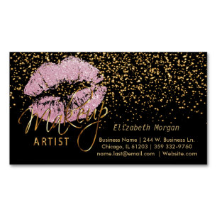 Makeup Artist mit Gold Confetti & Pink Liften Magnetische Visitenkarte