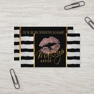 Makeup Artist mit Streifen und Rose Visitenkarte