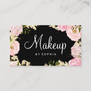 Makeup Artist Modern Floral Pink Business Card Visitenkarte