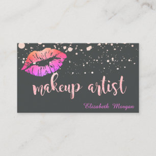 Makeup Artist Modern Glittery Lips Punkte Visitenkarte
