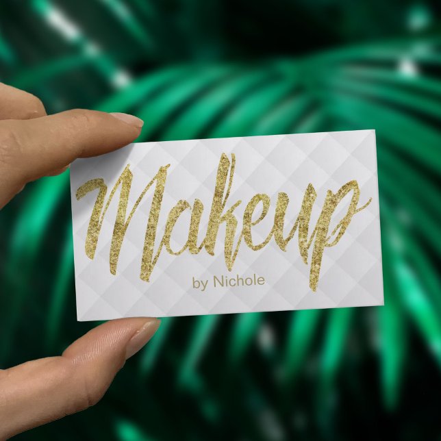 Makeup Artist Modern Gold Script Luxus Visitenkarte (Von Creator hochgeladen)