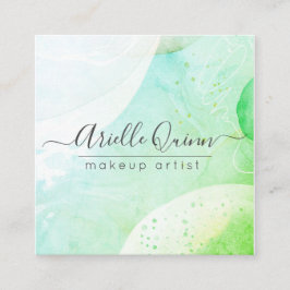 Makeup Artist Modern Watercolor Form Skript Quadratische Visitenkarte