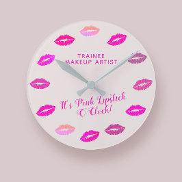 Makeup Artist MUA Pink Lipstick-Wall-Uhr Runde Wanduhr