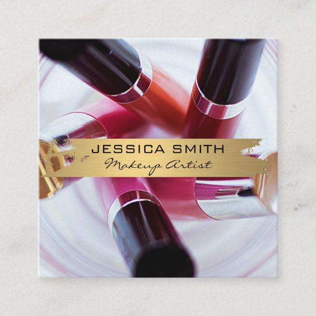 Makeup Artist | Nägel und Makeup Quadratische Visitenkarte (Vorderseite)