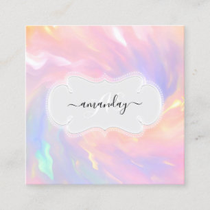 Makeup Artist Nails Lash Holograph Unicorn Quadratische Visitenkarte