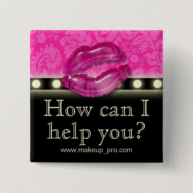 Makeup Artist Name Tag Taste Brooch Lights Lippen  Button (Vorderseite)