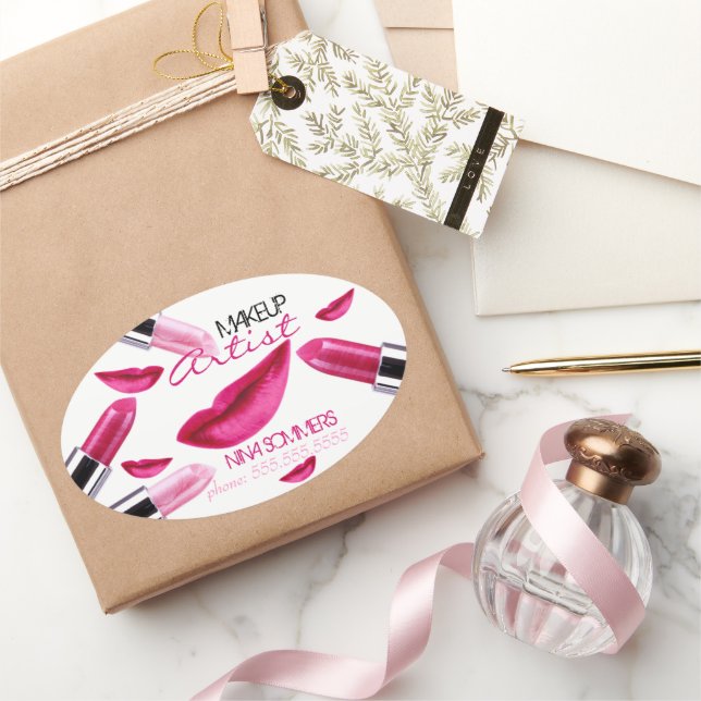 Makeup Artist Oval Aufkleber (Schenken)