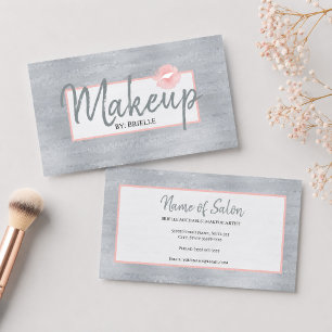 Makeup Artist Pink Lipstick Kiss Silver Glitzer Visitenkarte