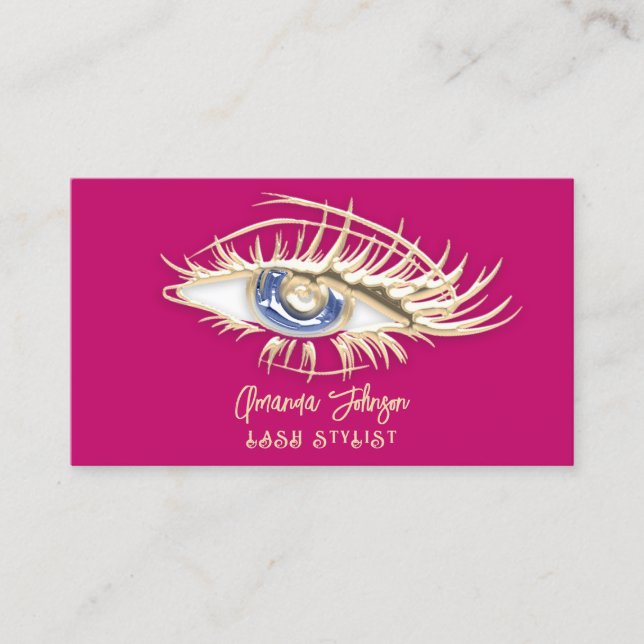 Makeup Artist Princes Pink Blue Eyelashes QrCode Visitenkarte (Vorderseite)