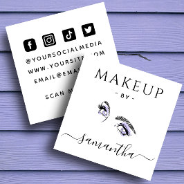 Makeup Artist Purple Eye Brow Social Media QR Code Quadratische Visitenkarte