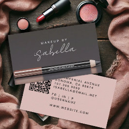 Makeup Artist QR Code Dusty Pink Karkohle Grau Visitenkarte