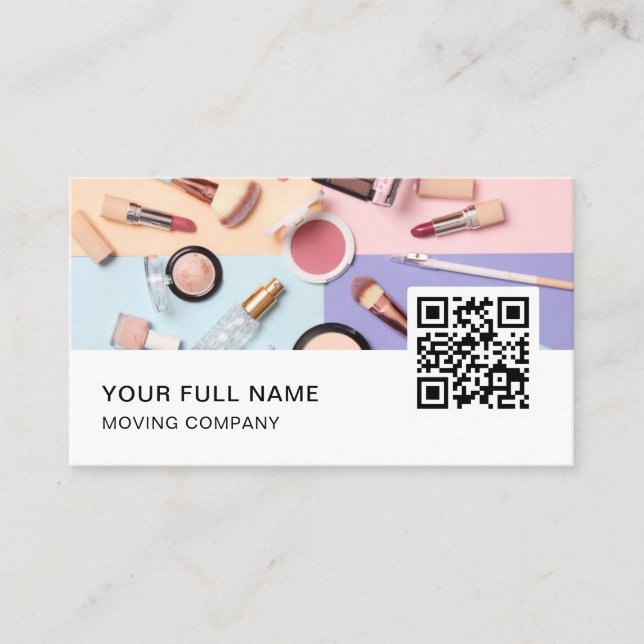 Makeup Artist QR-Code Logo Social Media Visitenkarte (Vorderseite)
