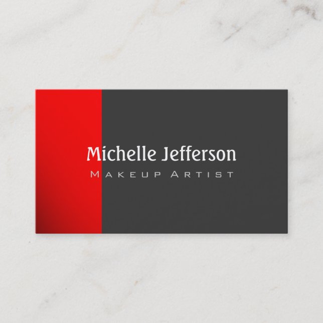 Makeup Artist Red Dark Gray Trendy Business Card Visitenkarte (Vorderseite)