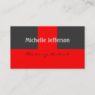 Makeup Artist Red Gray Color Business Card Visitenkarte