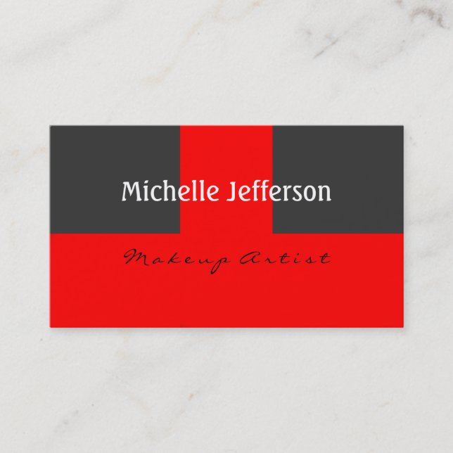 Makeup Artist Red Gray Color Business Card Visitenkarte (Vorderseite)