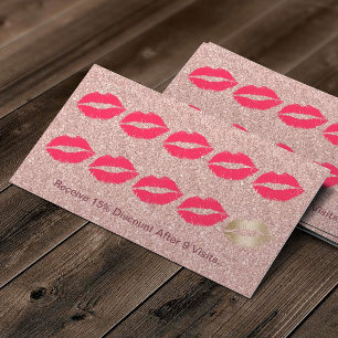 Makeup Artist Red Lips Rose Gold Glitzer Loyalität Treuekarte