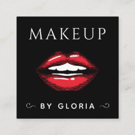 Makeup Artist Red Lips Salon Social Media QR Code Quadratische Visitenkarte