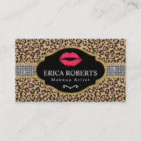 Makeup Artist Red Lips Silbergürtel Moderner Leopa