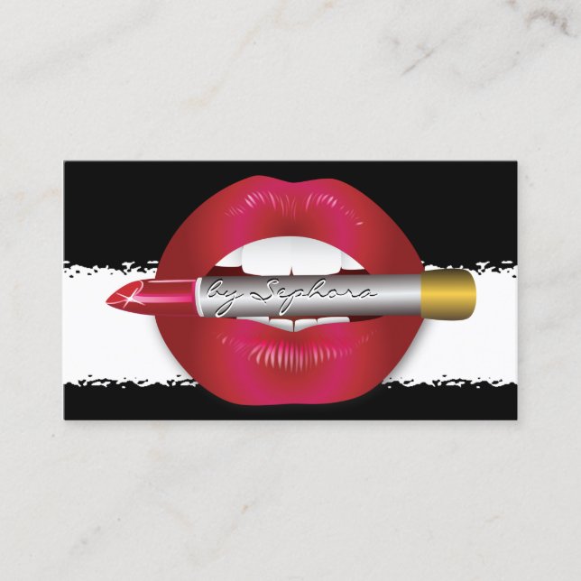Makeup Artist Red Lips Torp Paper Look Visitenkarte (Vorderseite)