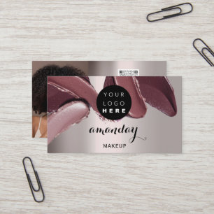 Makeup Artist Red Lipstick Foto QR Code Blush Visitenkarte