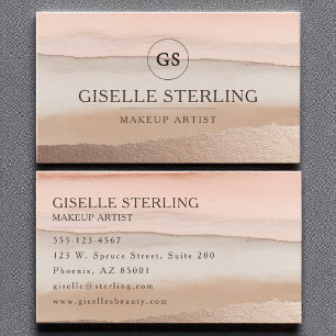 Makeup Artist Rose Gold Blush Beige Wasserfarbe Visitenkarte