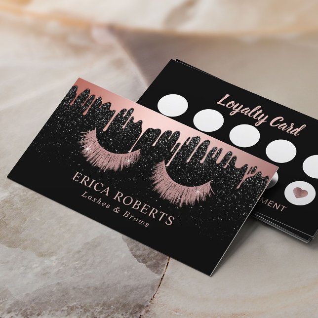 Makeup Artist Rose Gold Eyelash Tropfen Loyalität Treuekarte (Von Creator hochgeladen)