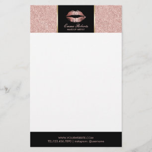 Makeup Artist Rose Gold Glitzer Lift Briefpapier