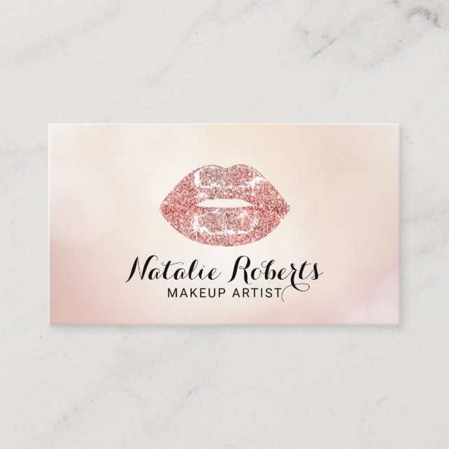 Makeup Artist Rose Gold Glitzer Livio Vanilla Club Visitenkarte (Vorderseite)