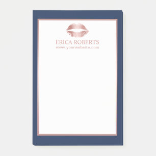 Makeup Artist Rose Gold Lippen Moderne Marine Blau Post-it Klebezettel