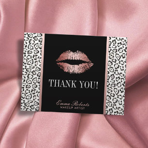 Makeup Artist Rose Gold Lips Leopard Danke Postkarte
