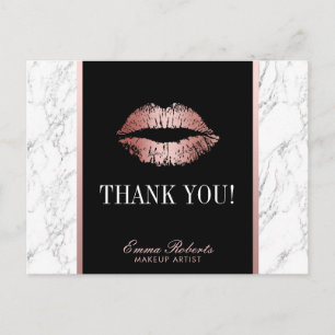 Makeup Artist Rose Gold Lips Marmor Vielen Dank Postkarte