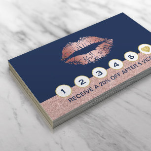 Makeup Artist Rose Gold Lips Navy Blue Loyalität Treuekarte