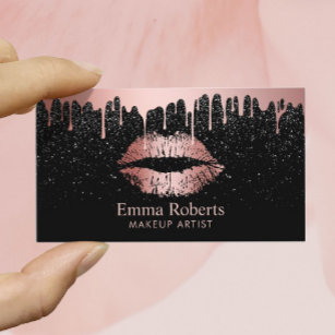 Makeup Artist Rose Gold Lips Trendy Dripping Visitenkarte