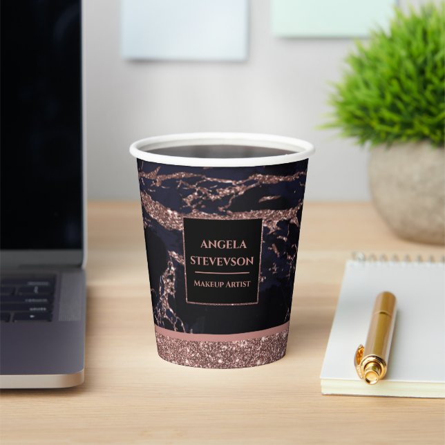 Makeup Artist Rose Gold Marmorpapier Cup Pappbecher (InSitu)