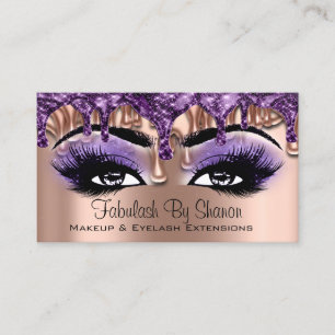 Makeup Artist Rose Lila Tropfen Augen Lashes Visitenkarte