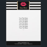 Makeup Artist Rote Liften Flyer<br><div class="desc">Makeup Artist Red Lips Modern Stripes Salon Broschüren.</div>