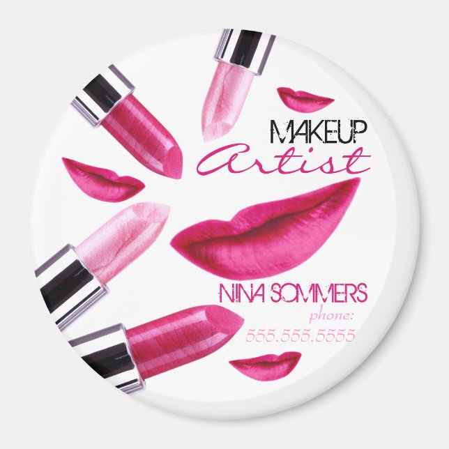 Makeup Artist Round Magnet (Vorne)