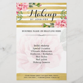 Makeup Artist Salon Aquarellfarben Blütengold Stre Flyer