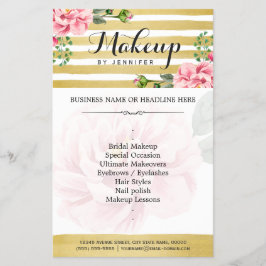 Makeup Artist Salon Aquarellfarben Blütengold Stre Flyer