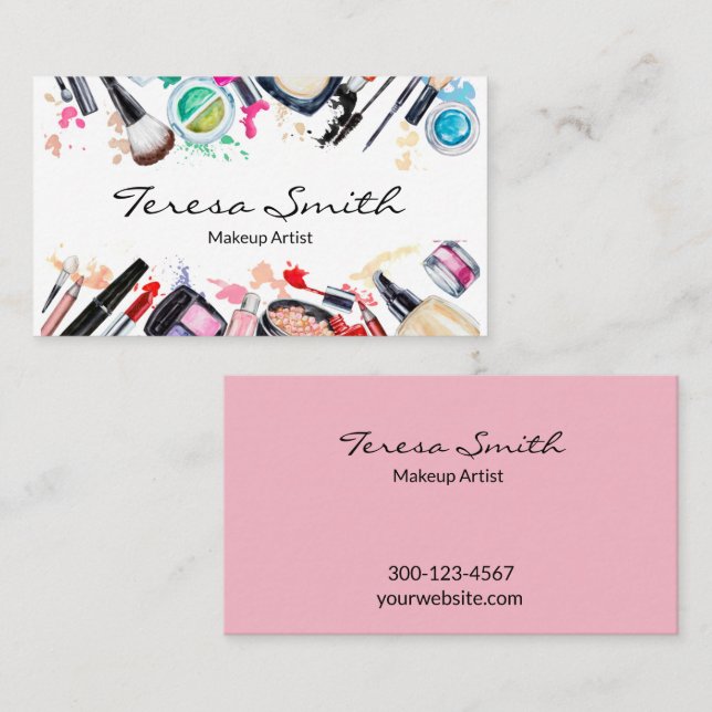 Makeup Artist Salon Beauty Business Card Visitenkarte (Vorne/Hinten)