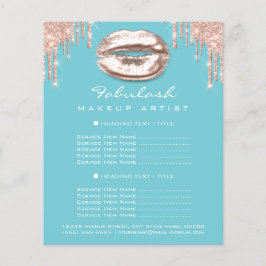 Makeup Artist Salon Blue Glitzer Flyer Spark Kiss
