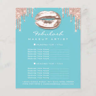 Makeup Artist Salon Blue Glitzer Flyer Spark Kiss