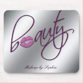 Makeup Artist Salon Cosmetology Pink Lips Glitter Mousepad
