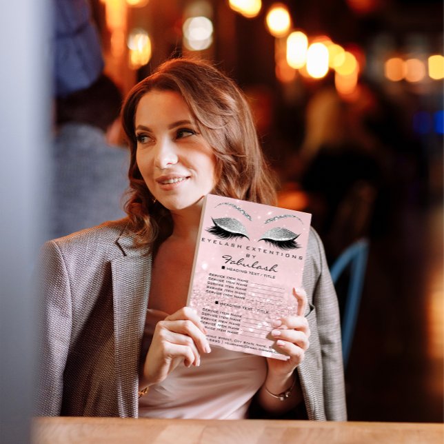 Makeup Artist Salon Glitzer Flyer Rosa Preisliste (Von Creator hochgeladen)