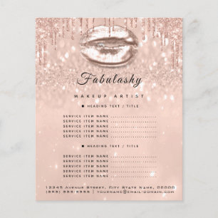 Makeup Artist Salon Pink Glitzer Flyer Peach Kiss