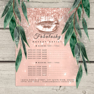 Makeup Artist Salon Pink Glitzer Flyer Peach Kiss1