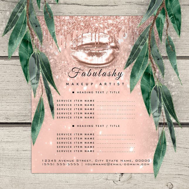 Makeup Artist Salon Pink Glitzer Flyer Peach Kiss1 (Makeup Artist Salon Pink Glitter Flyer Peach Kiss)