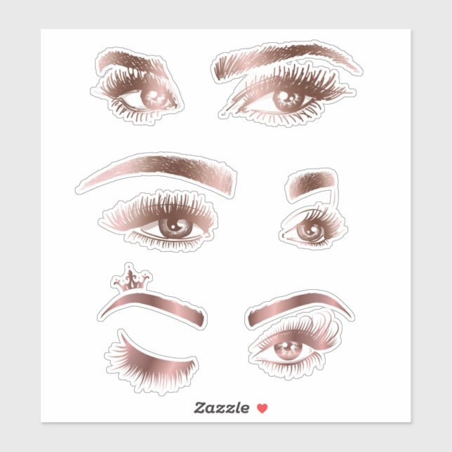 Makeup Artist Schöne Hand Drawn Eyes Brows Lash Aufkleber (Blatt)