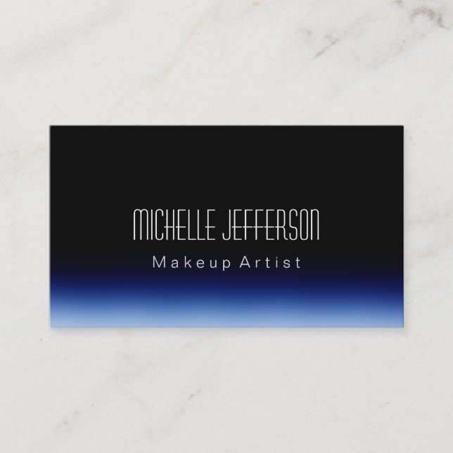 Makeup Artist Script Black Blue Business Card Visitenkarte (Vorderseite)
