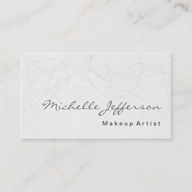 Makeup Artist Script Damask Muster Business Card Visitenkarte (Vorderseite)